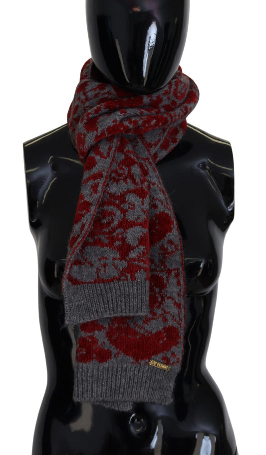 Chic Red and Grey Cotton Wrap Scarf - SEHABRANDS