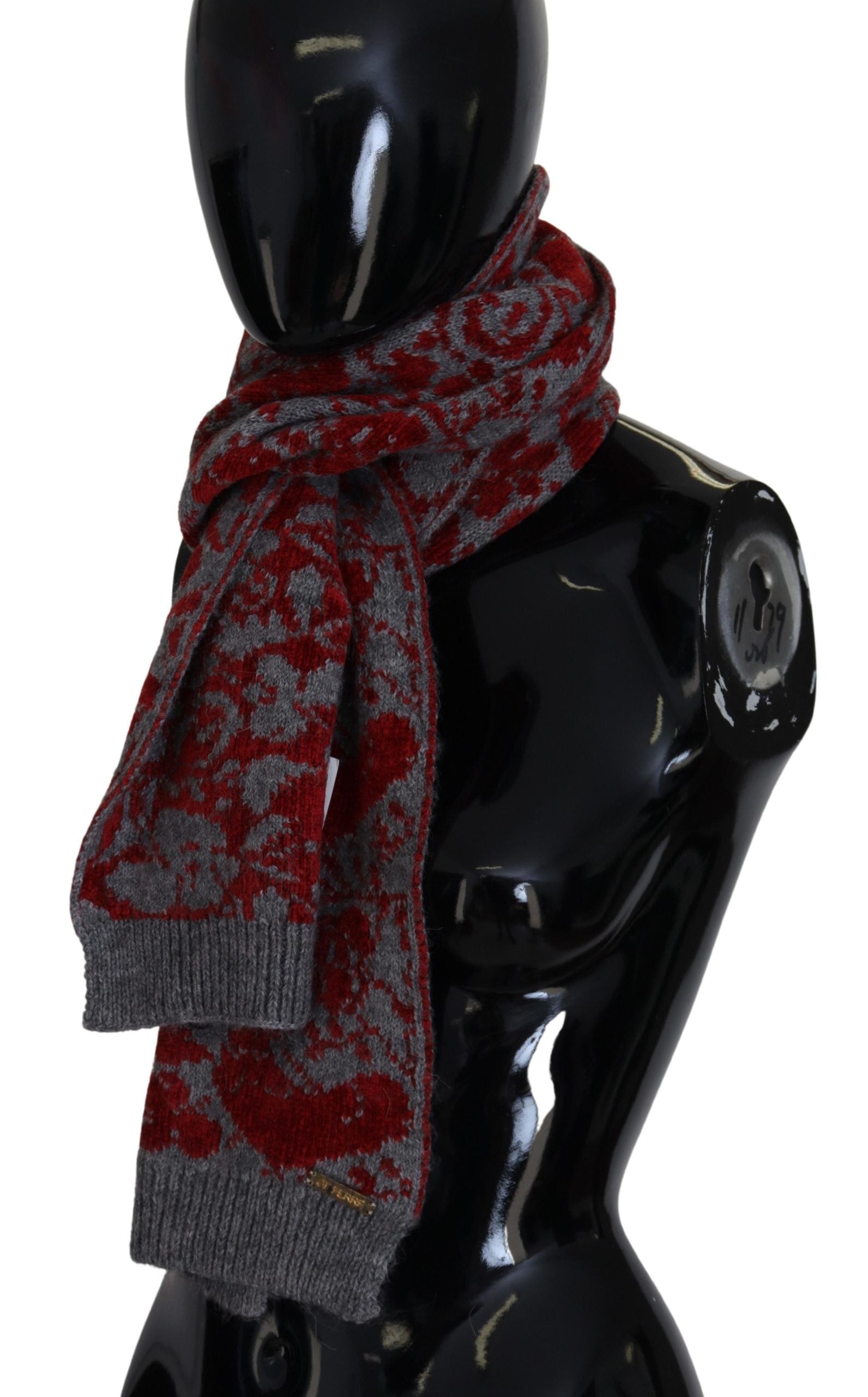 Chic Red and Grey Cotton Wrap Scarf - SEHABRANDS