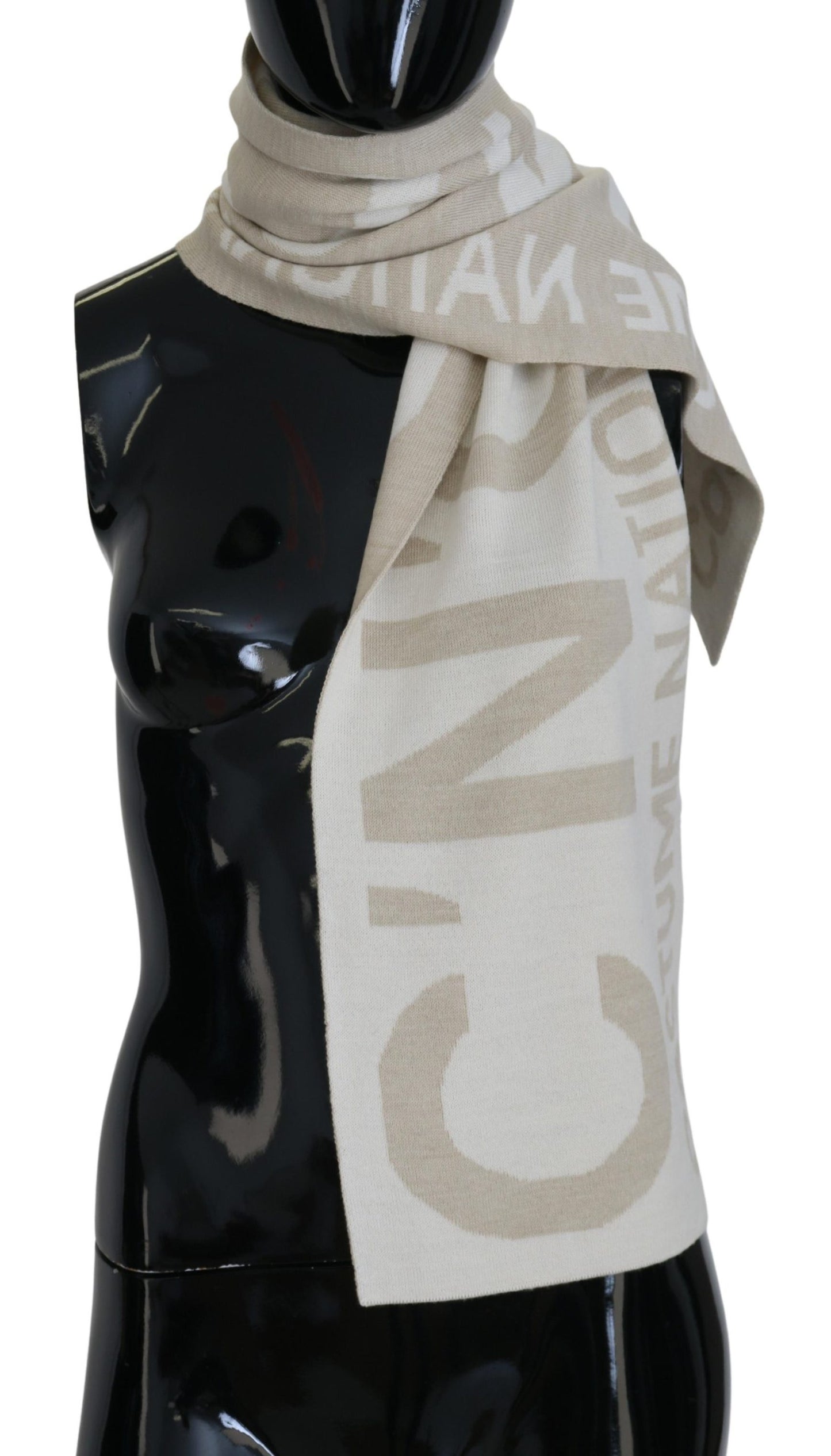 Elegant Beige Wool-Blend Scarf Wrap - SEHABRANDS