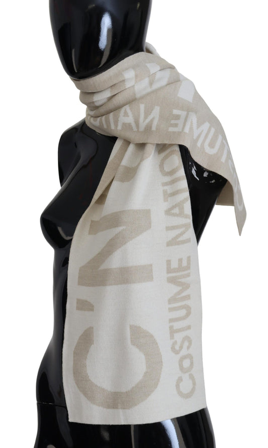 Elegant Beige Wool-Blend Scarf Wrap - SEHABRANDS