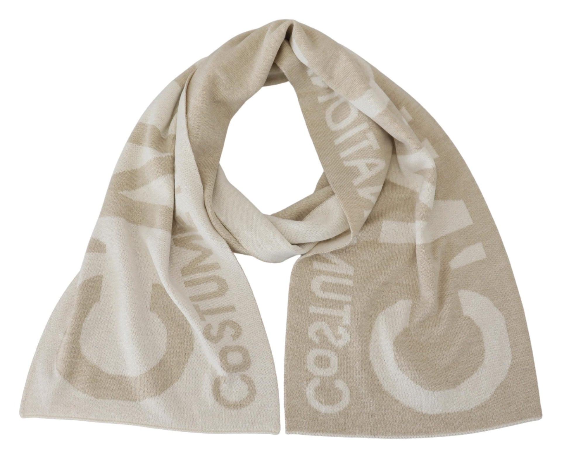 Elegant Beige Wool-Blend Scarf Wrap - SEHABRANDS