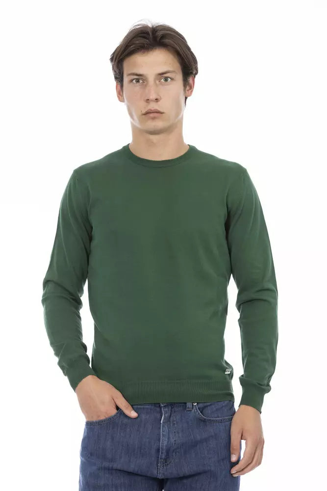 Green Cotton Men Sweater - SEHABRANDS