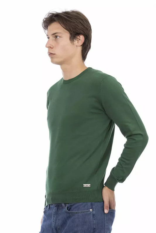 Green Cotton Men Sweater - SEHABRANDS