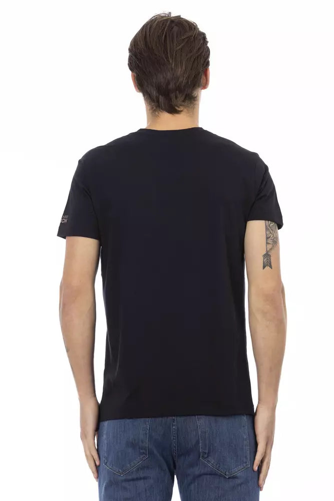 Black Cotton Men V-Neck T-Shirt - SEHABRANDS