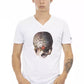 White Cotton Men's V-Neck T-Shirt - SEHABRANDS