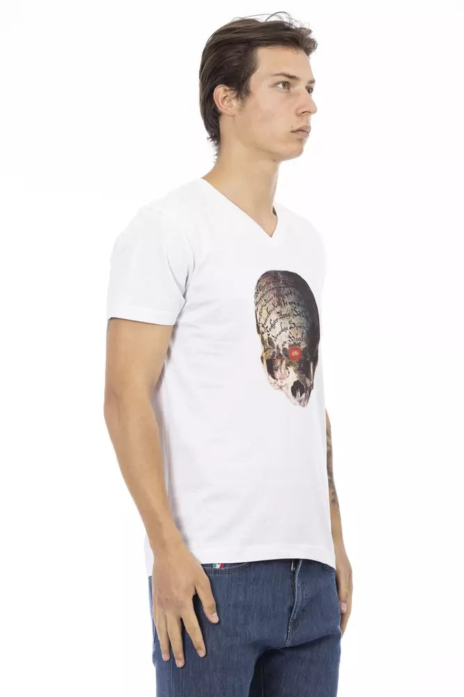 White Cotton Men's V-Neck T-Shirt - SEHABRANDS