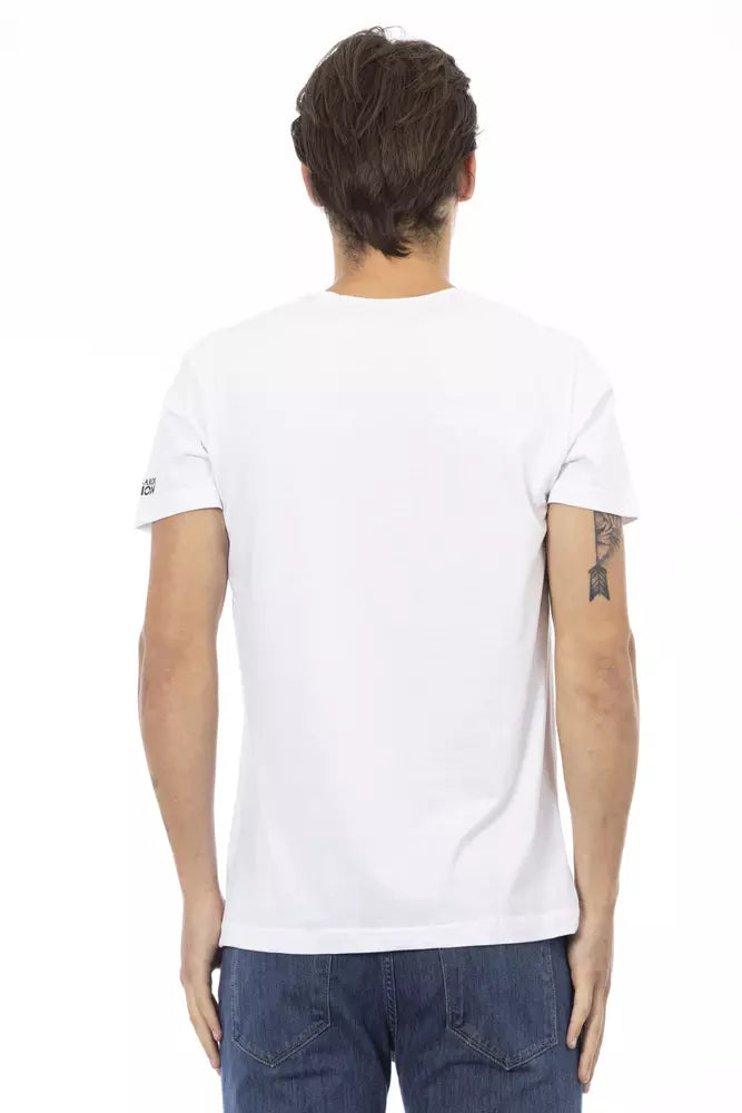 White Cotton Men's V-Neck T-Shirt - SEHABRANDS