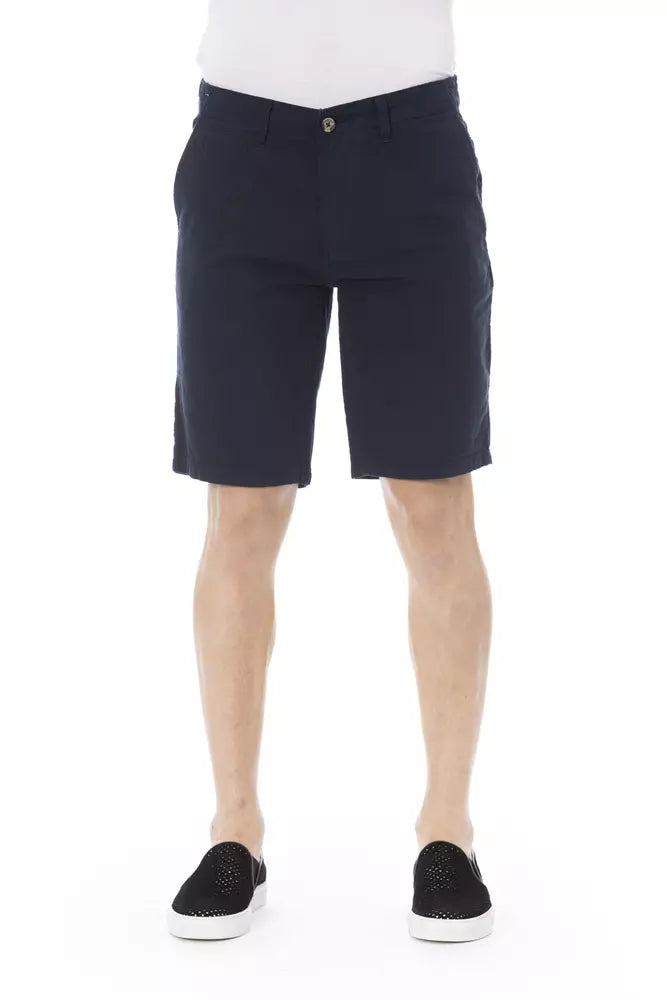 Blue Cotton Men Bermuda Shorts - SEHABRANDS