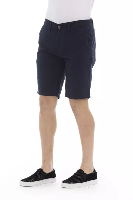 Blue Cotton Men Bermuda Shorts - SEHABRANDS