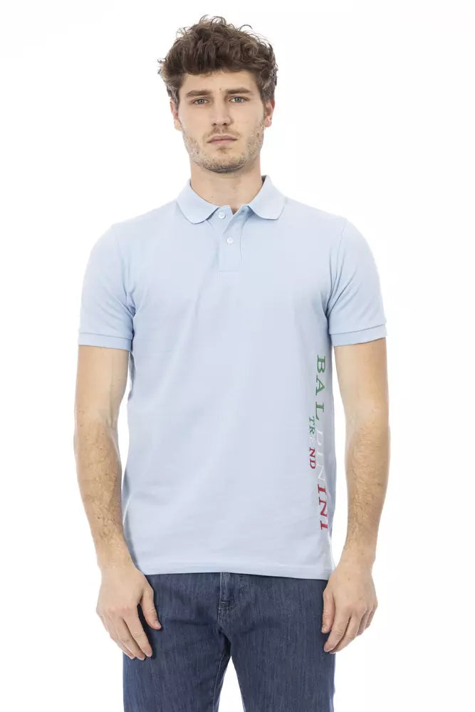 Light Blue Cotton Men Polo - SEHABRANDS