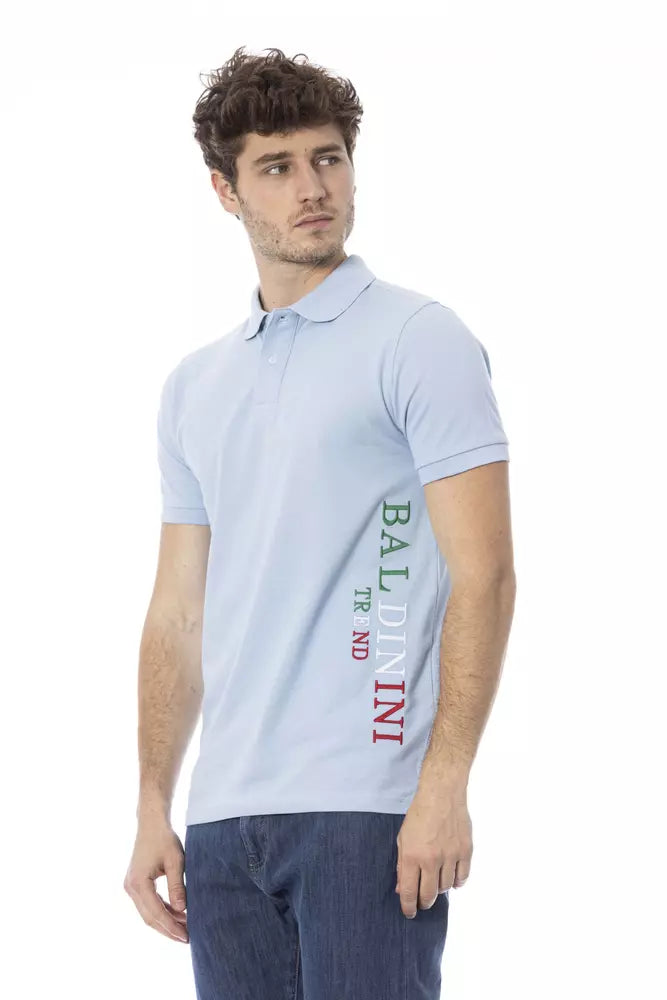 Light Blue Cotton Men Polo - SEHABRANDS