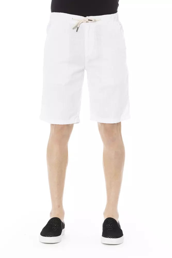 White Cotton Men's Bermuda Shorts - SEHABRANDS