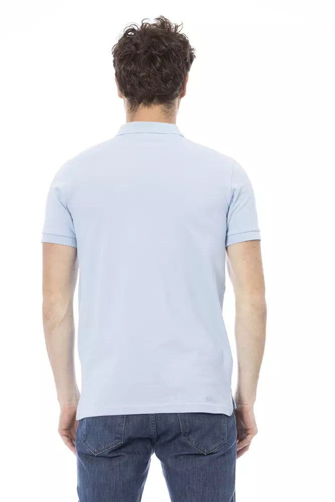 Light Blue Cotton Men Polo - SEHABRANDS