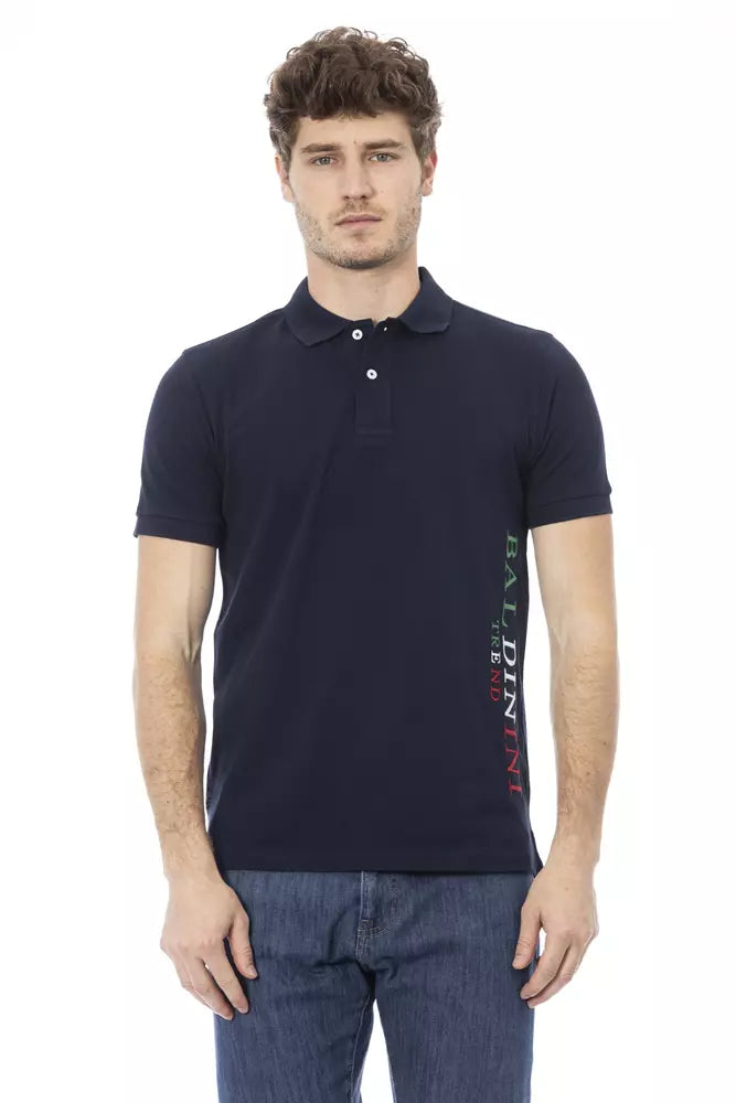 Blue Cotton Men Polo - SEHABRANDS