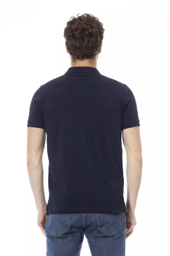 Blue Cotton Men Polo - SEHABRANDS