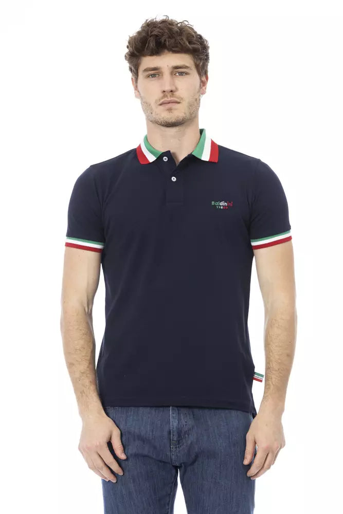 Blue Cotton Men Polo - SEHABRANDS