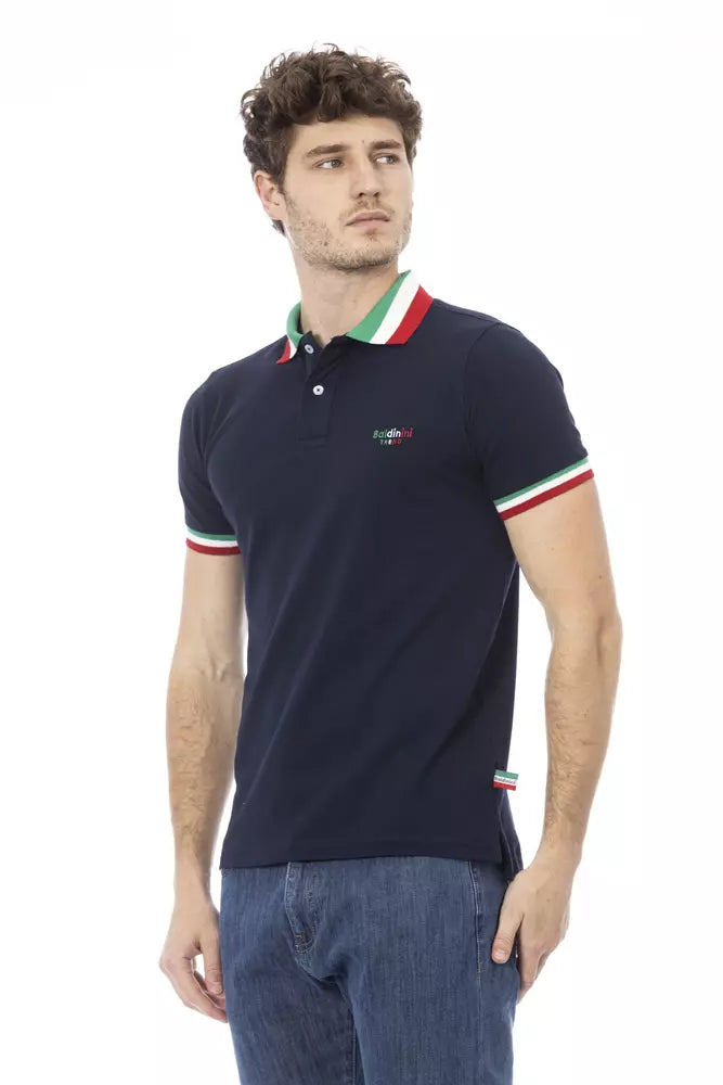 Blue Cotton Men Polo - SEHABRANDS