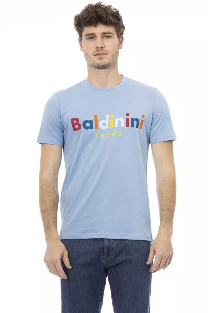 Light Blue Cotton Men T-Shirt - SEHABRANDS