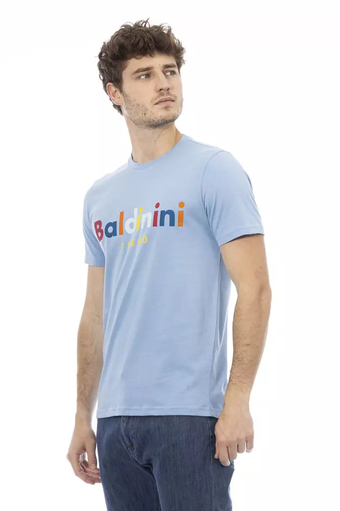 Light Blue Cotton Men T-Shirt - SEHABRANDS