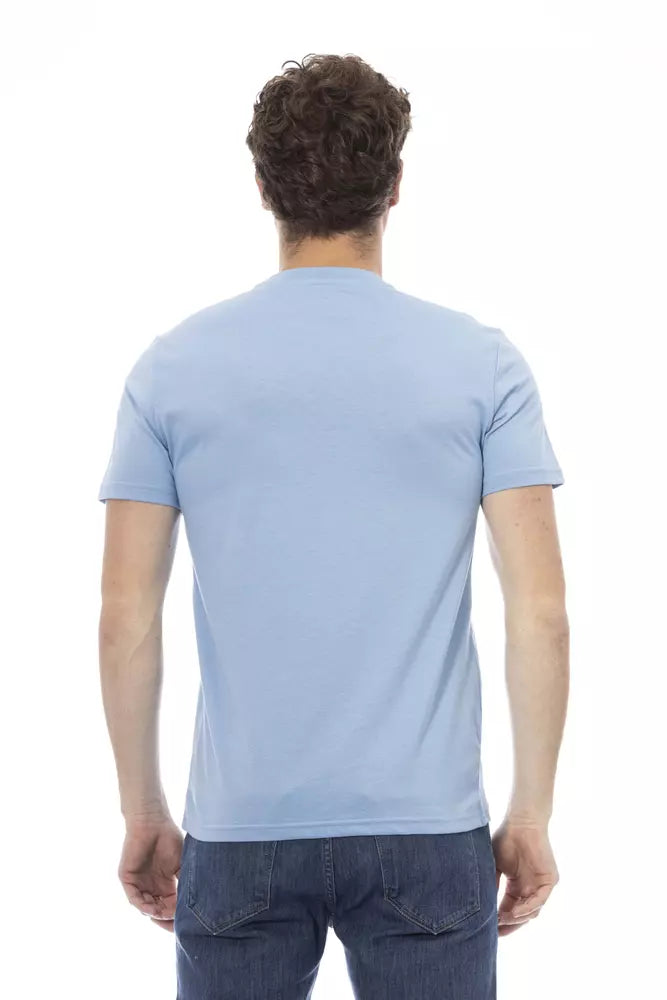 Light Blue Cotton Men T-Shirt - SEHABRANDS