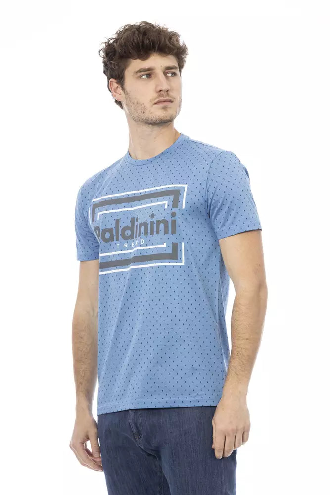 Light Blue Cotton Men T-Shirt - SEHABRANDS