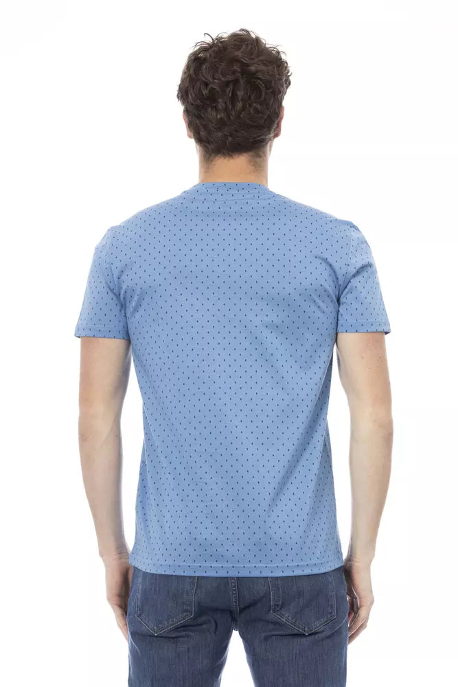 Light Blue Cotton Men T-Shirt - SEHABRANDS