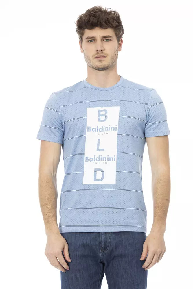 Light Blue Cotton Men T-Shirt - SEHABRANDS