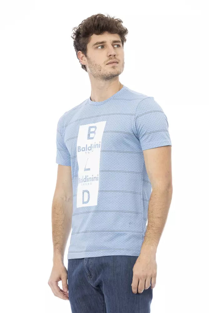 Light Blue Cotton Men T-Shirt - SEHABRANDS