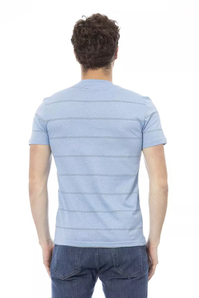 Light Blue Cotton Men T-Shirt - SEHABRANDS