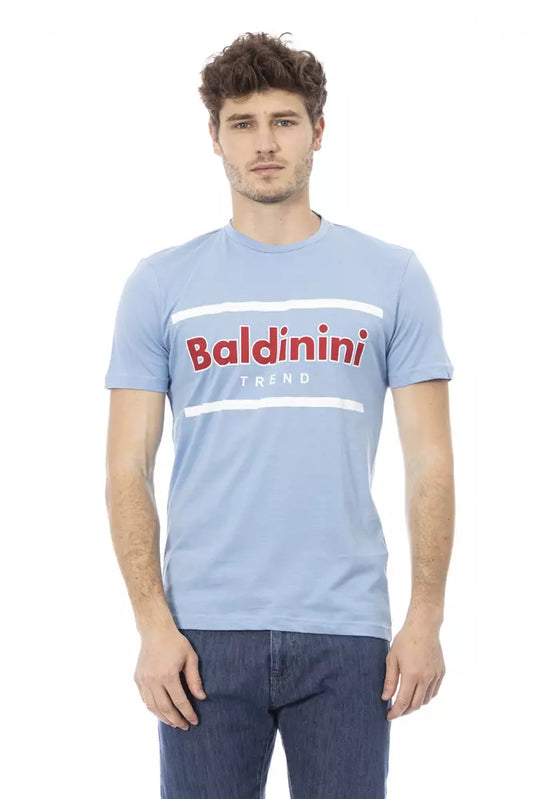 Light Blue Cotton Men T-Shirt - SEHABRANDS