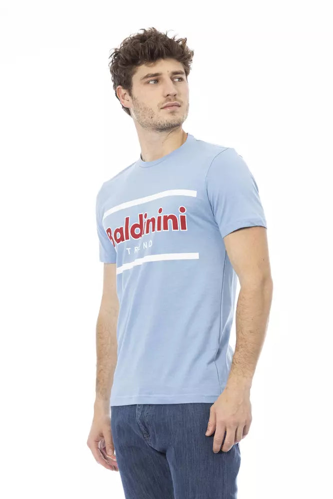 Light Blue Cotton Men T-Shirt - SEHABRANDS