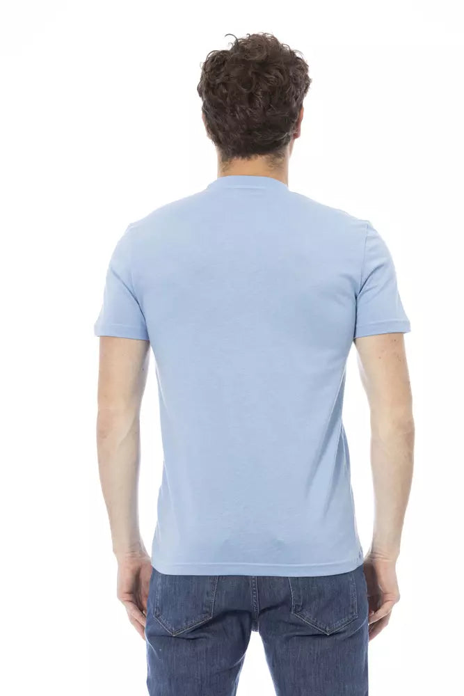 Light Blue Cotton Men T-Shirt - SEHABRANDS