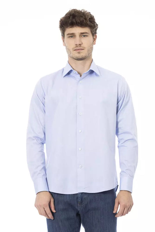 Light Blue Cotton Men Shirt - SEHABRANDS