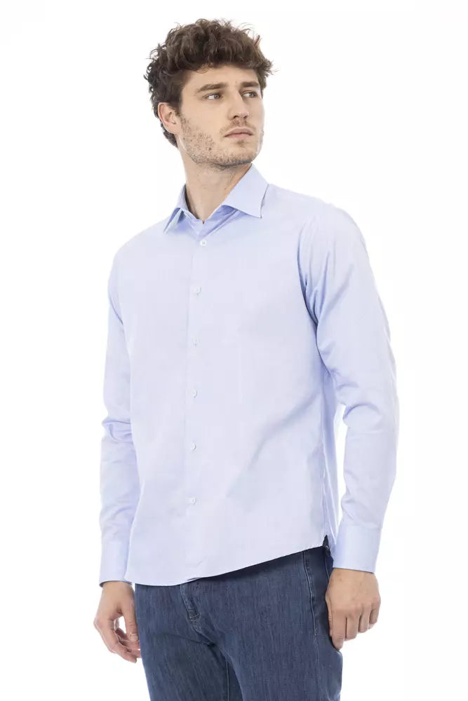 Light Blue Cotton Men Shirt - SEHABRANDS