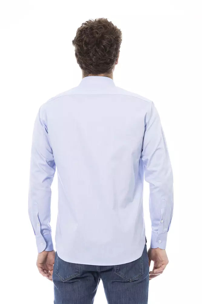 Light Blue Cotton Men Shirt - SEHABRANDS