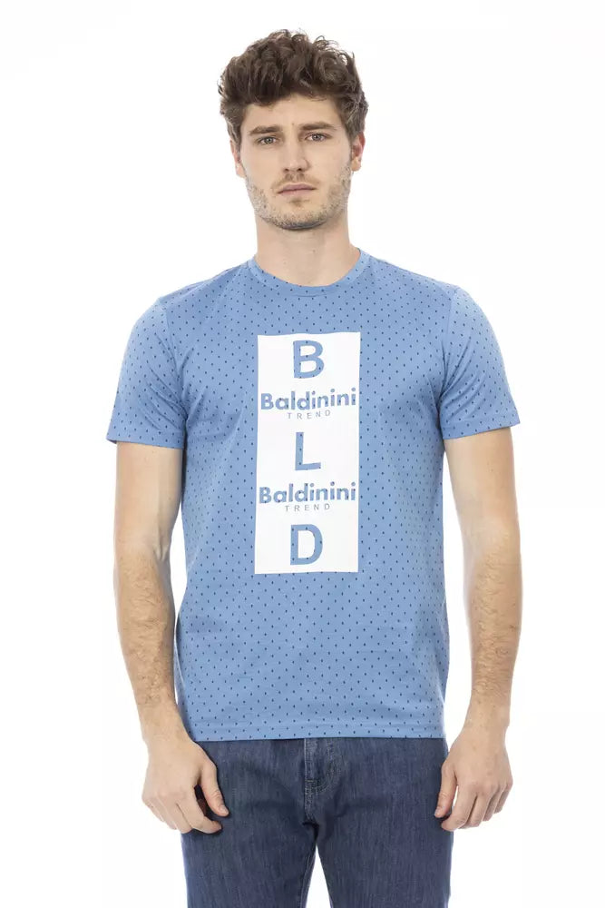 Light Blue Cotton Men T-Shirt - SEHABRANDS