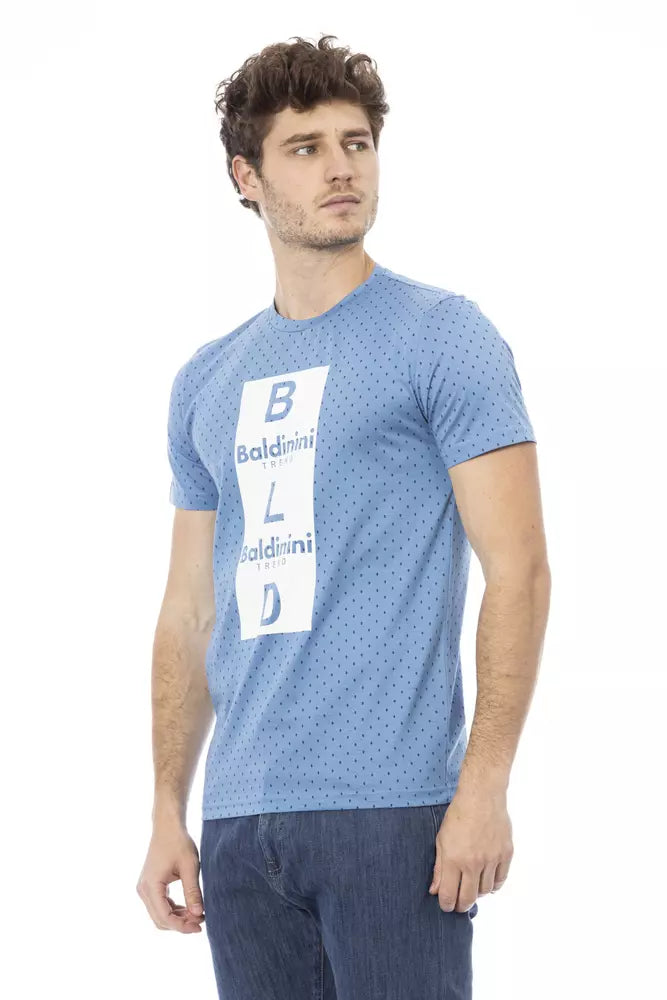 Light Blue Cotton Men T-Shirt - SEHABRANDS