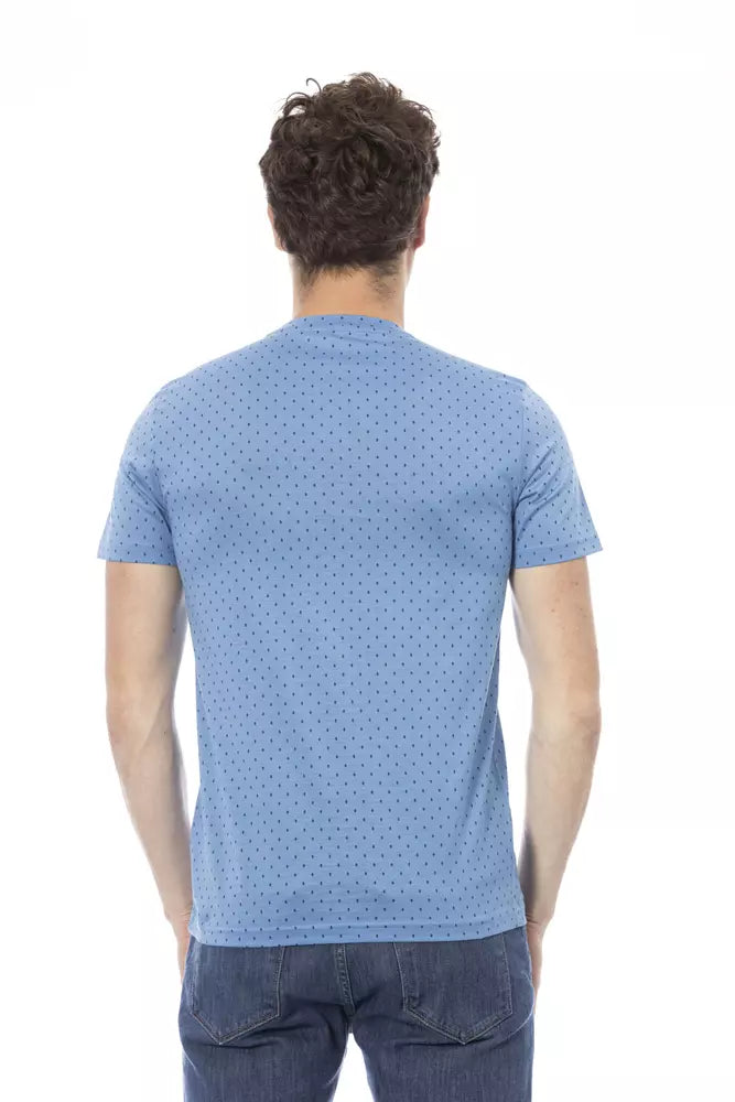 Light Blue Cotton Men T-Shirt - SEHABRANDS