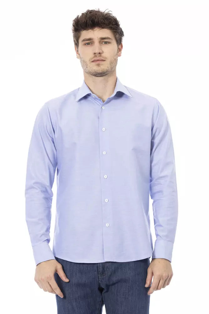 Light Blue Cotton Men Shirt - SEHABRANDS