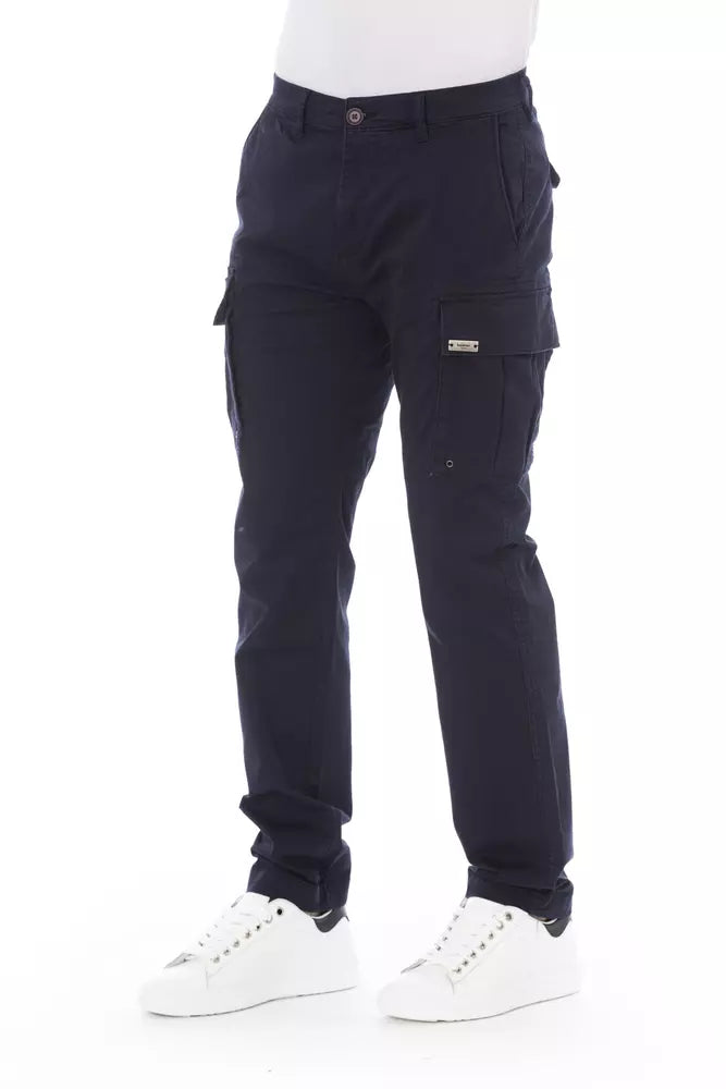 Blue Cotton Men Cargo Trouser - SEHABRANDS