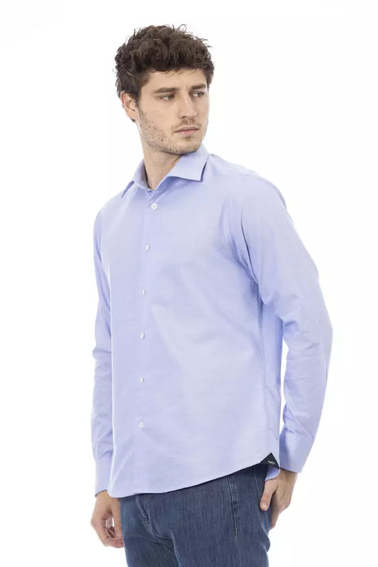 Light Blue Cotton Men Shirt - SEHABRANDS