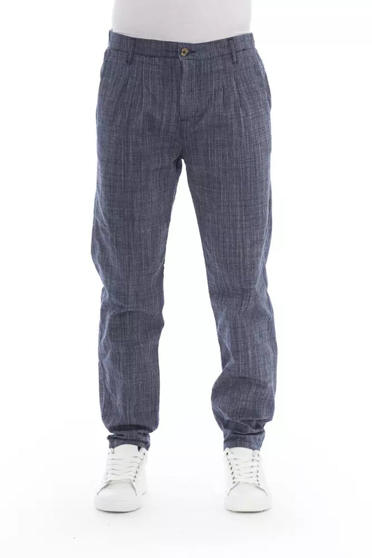 Blue Cotton Men Chino Pants - SEHABRANDS