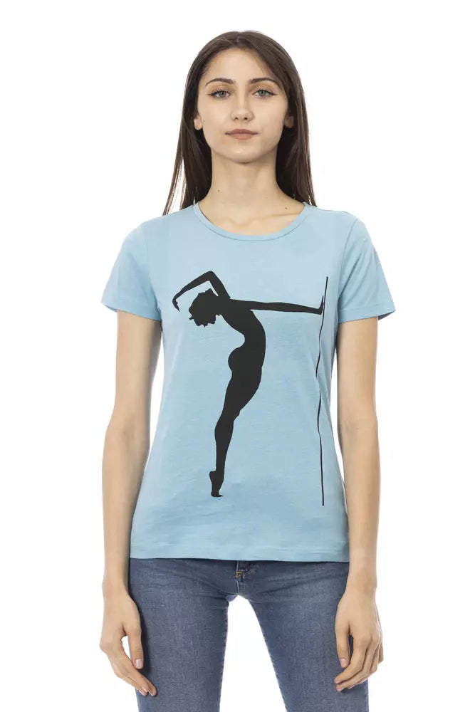 Light Blue Cotton Women Top - SEHABRANDS