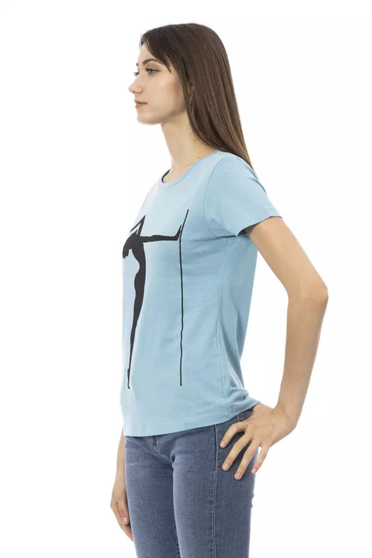 Light Blue Cotton Women Top - SEHABRANDS