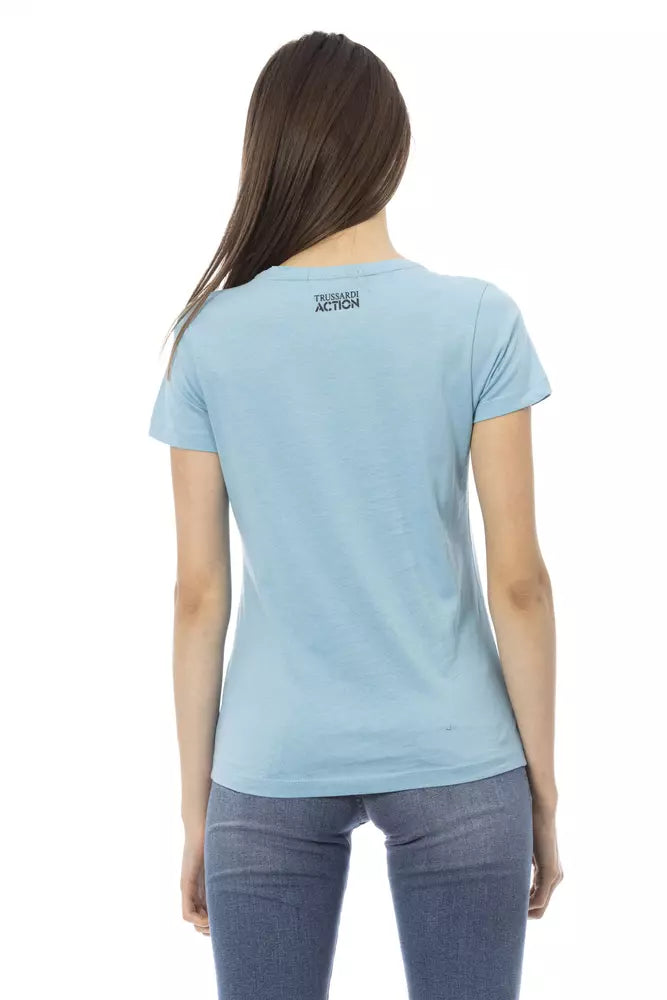 Light Blue Cotton Women Top - SEHABRANDS