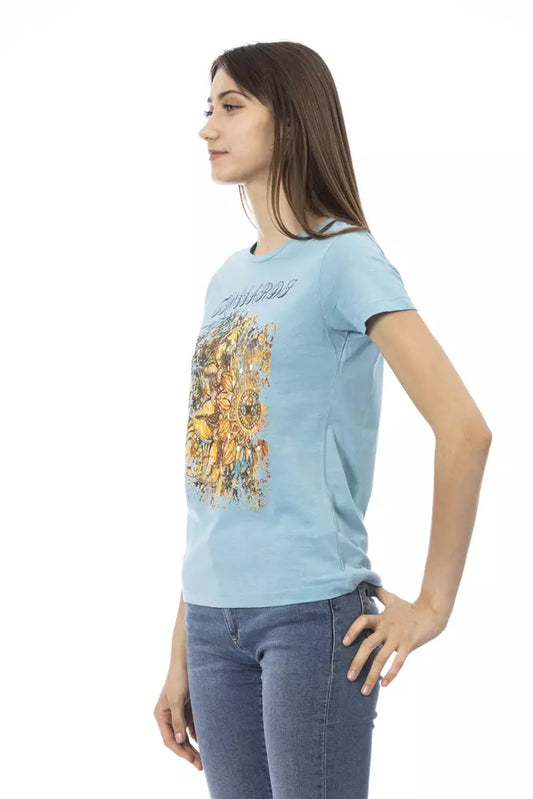 Light Blue Cotton Women Top - SEHABRANDS