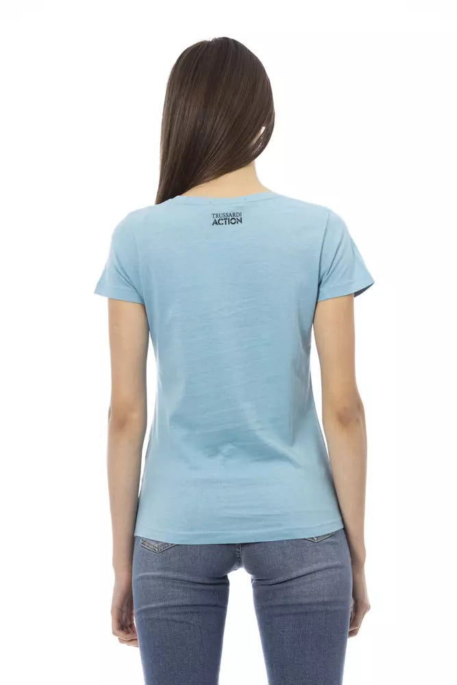 Light Blue Cotton Women Top - SEHABRANDS