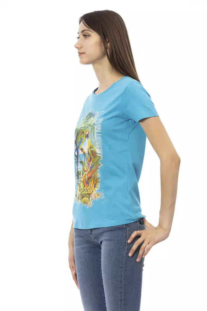 Light Blue Cotton Women Top - SEHABRANDS