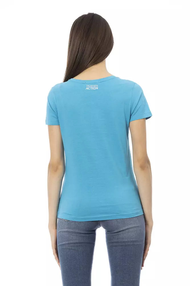 Light Blue Cotton Women Top - SEHABRANDS