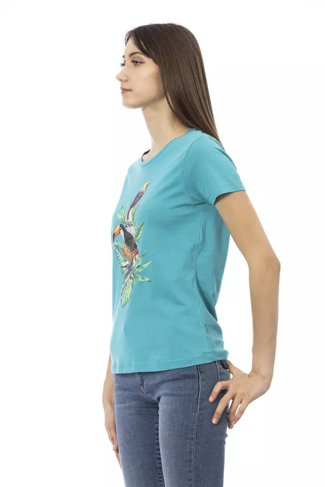 Light Blue Cotton Women Top - SEHABRANDS